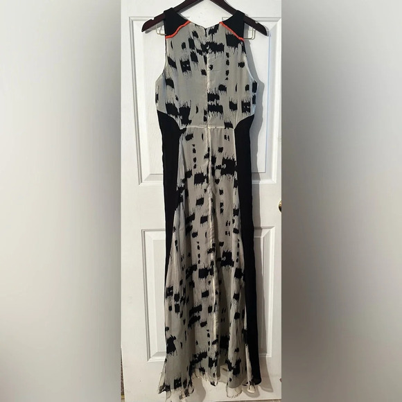 LINE & DOT Anthropologie Retro SILK Sleeveless Maxi Dress L Splash Autumn Spooky - Picture 4 of 12